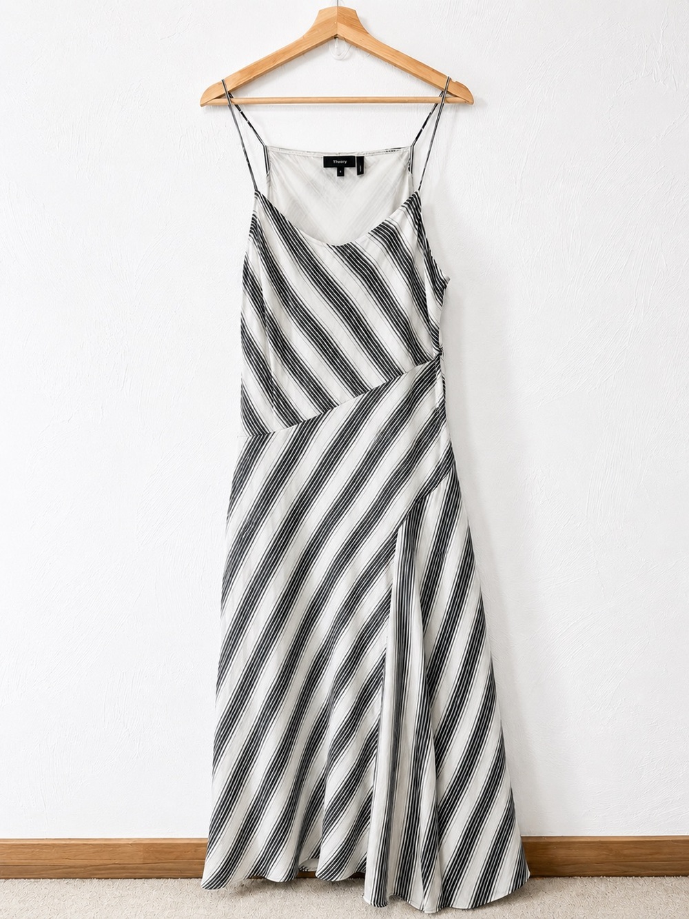 Theory Spaghetti Day Dress B Summer Athens Striped Silk Blend Midi Dress Size 12